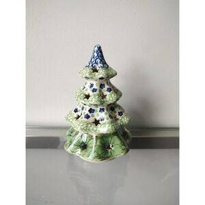 Polish Pottery Christmas tree candle cover luminary Poland